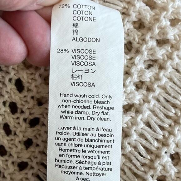 Gap Cardigan Women's Size Large Beige Open Knit Cotton Blend Boho Coastal Long - Picture 10 of 10